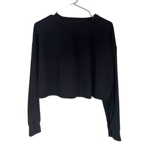Lululemon Top 8 Long Sleeve Cropped Shirt Womens Muscle Love Athletic Black